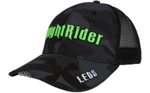 NightRider Black and Grey Camo Trucker Hat with LEDs (NRHCA2-T)